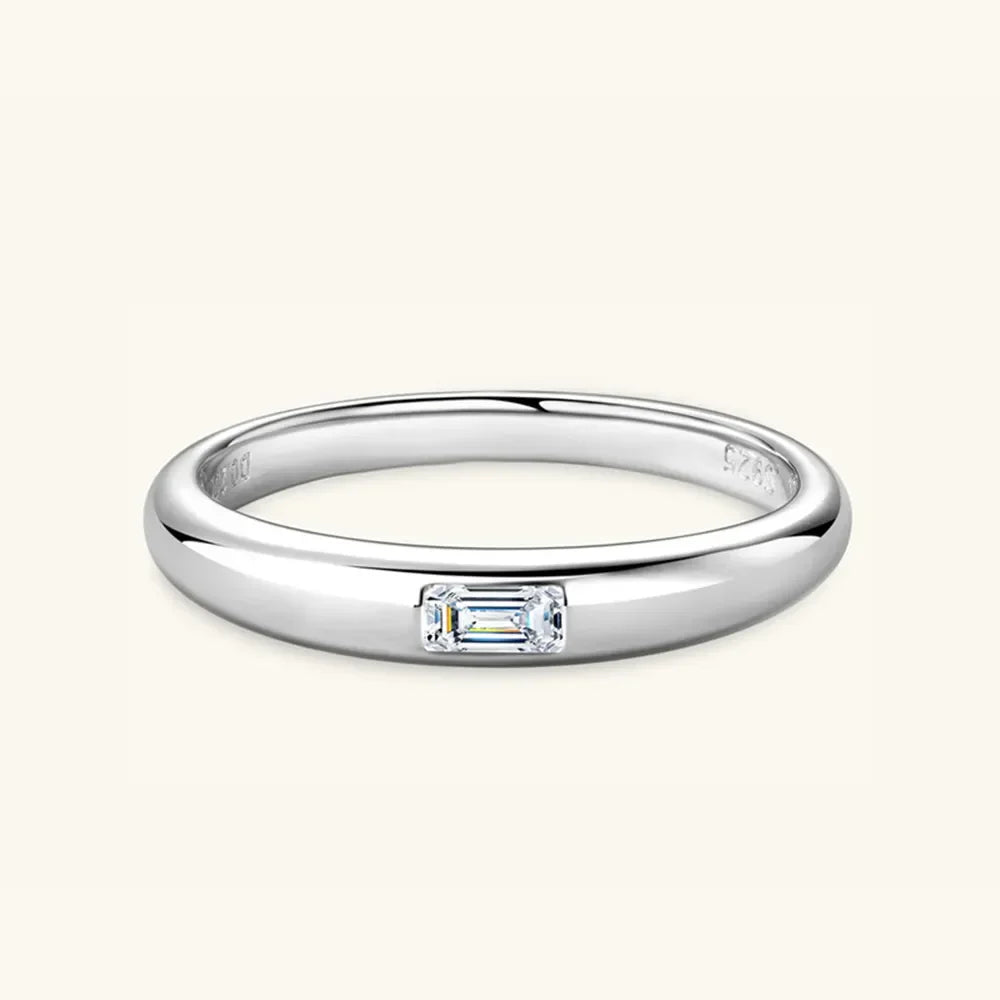 Sterling Silver Inlaid Moissanite Ring With 18K Gold Plating - Southern Shores Clothing