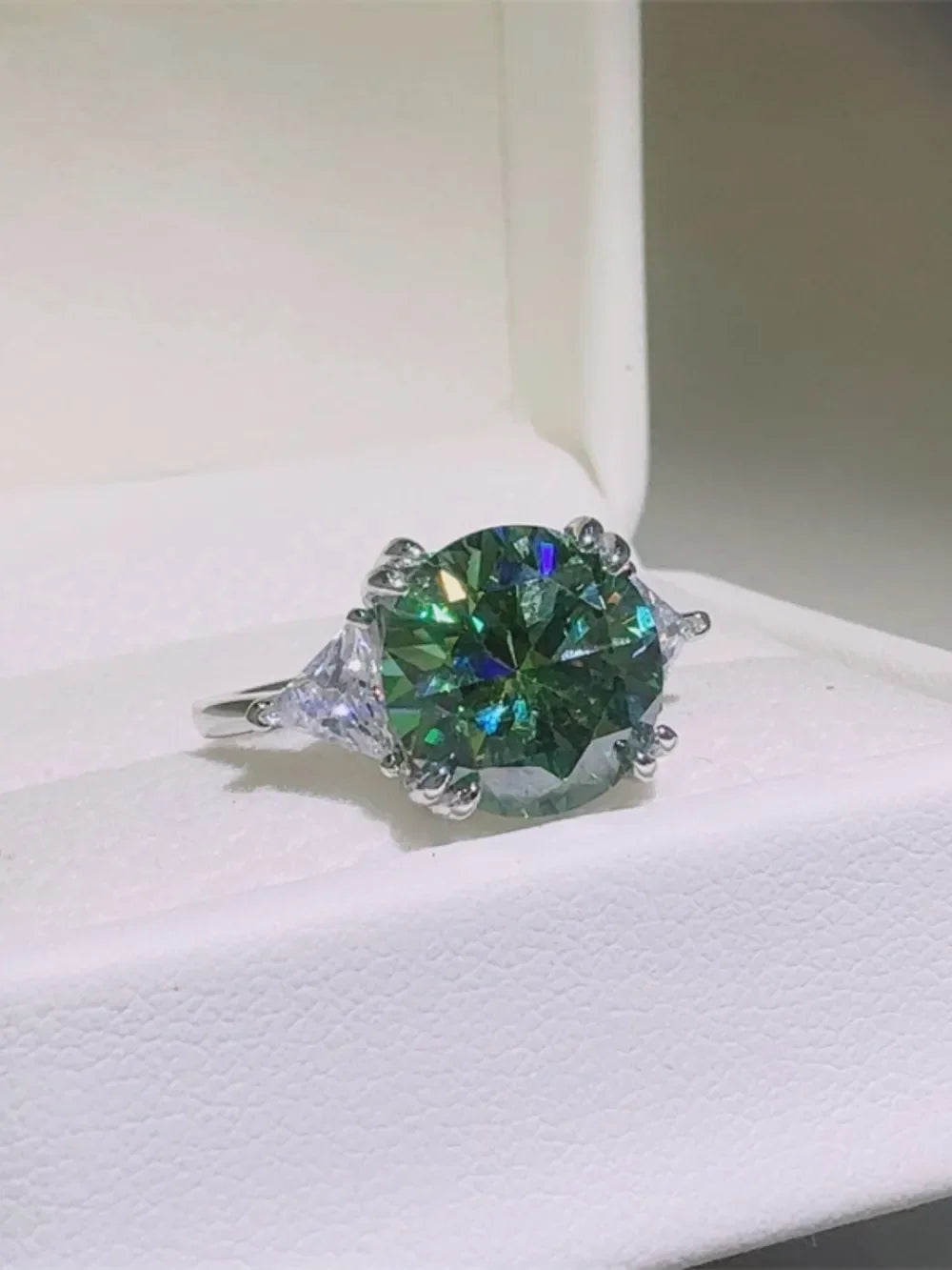 5 Carat Moissanite Sterling Silver Ring Prong Set - Southern Shores Clothing