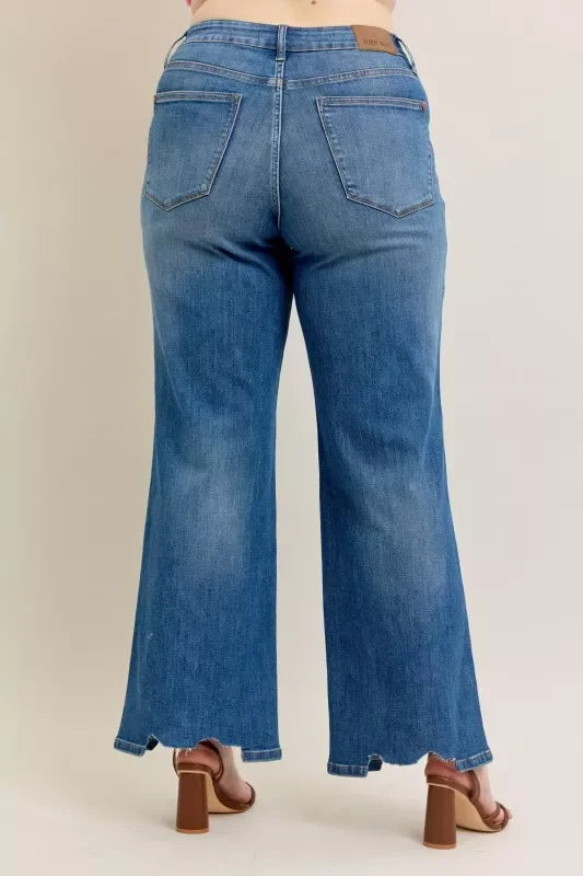High Waist Tummy Control Wide Leg Jeans Plus Size Denim - Southern Shores Clothing