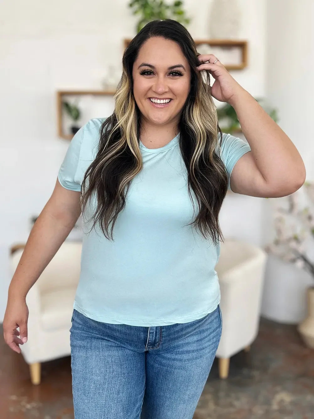 Basic Bae Bamboo Full Size Round Neck Short Sleeve T-Shirt Plus Size - Southern Shores Clothing
