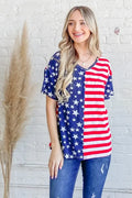 Patriotic Flag Short Sleeve Top With Chest Pocket - Southern Shores Clothing