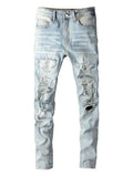 Distressed Jeans With Five Pocket Design - Southern Shores Clothing