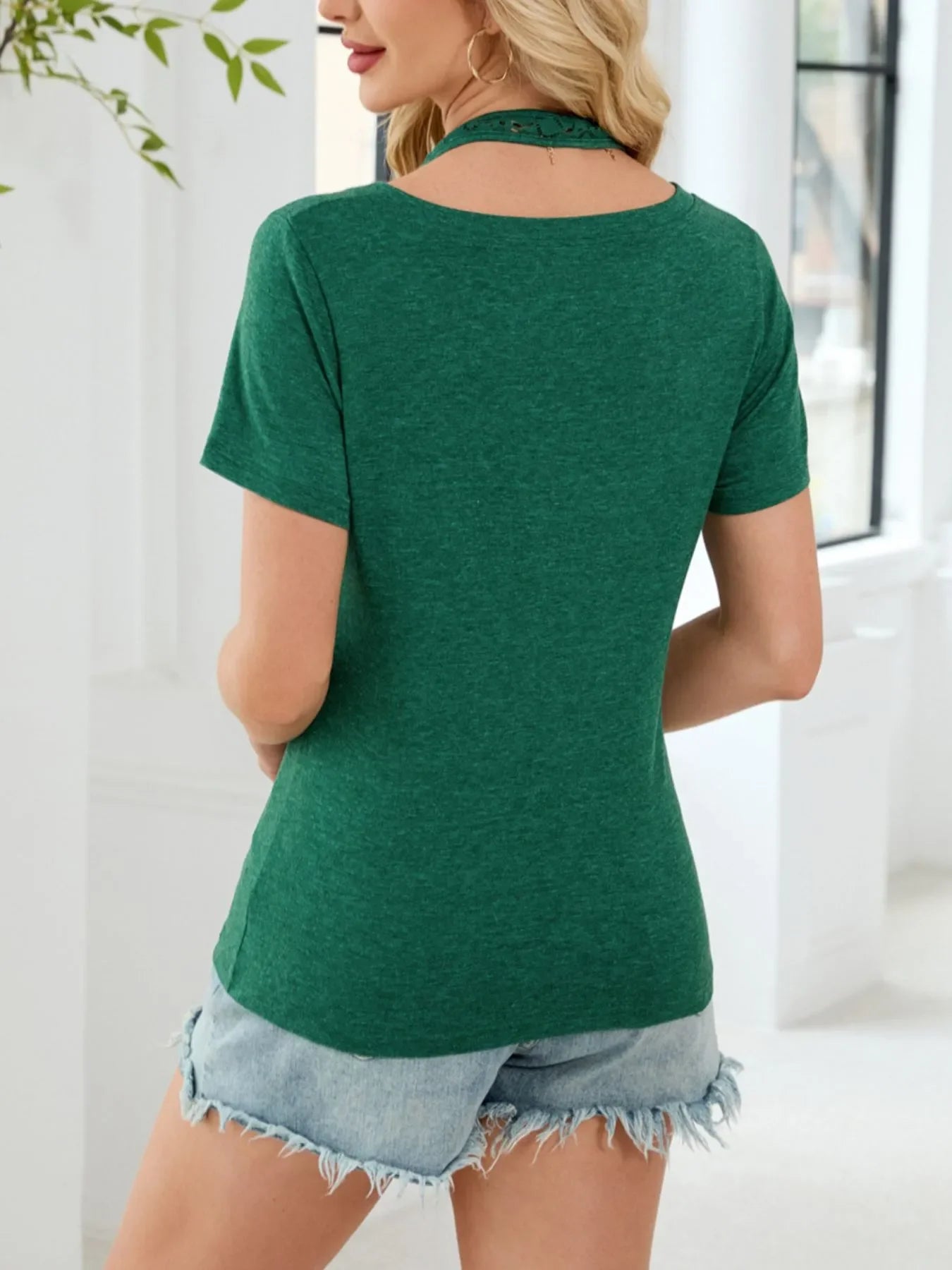Lace Detail Short Sleeve T-Shirt - Southern Shores Clothing