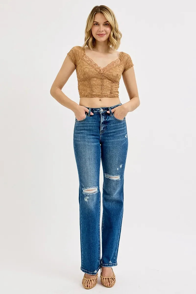 High Rise Distressed Plus Size Denim Jeans - Southern Shores Clothing