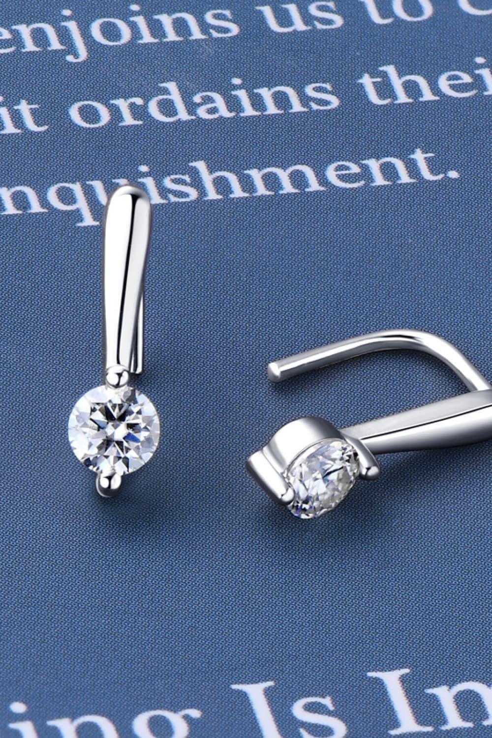 Platinum Plated Moissanite Sterling Silver Earrings