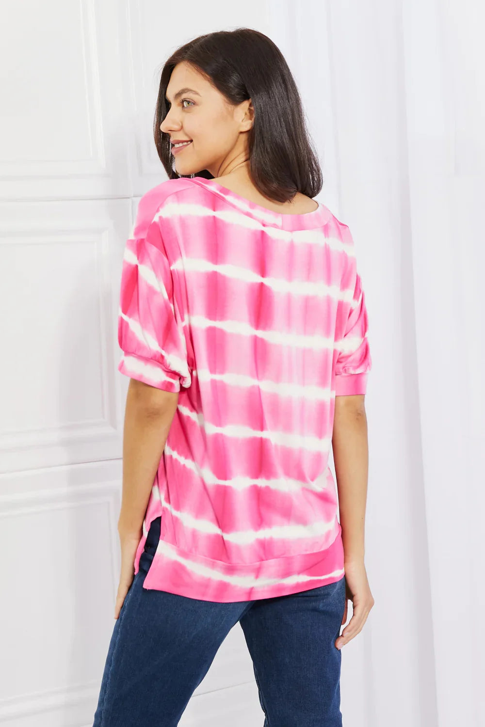 Oversized V Neck Striped Tee With Relaxed Fit - Southern Shores Clothing