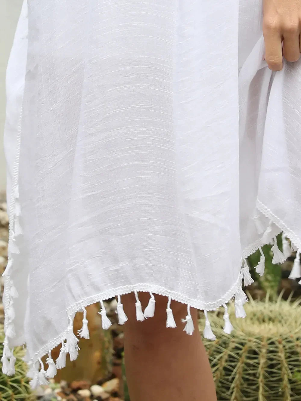 Tassel Cutout Half Sleeve Swim Cover-Up One Size - Southern Shores Clothing