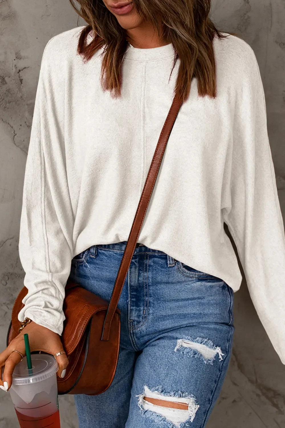 Basic Round Neck Long Sleeve T Shirt Top - Southern Shores Clothing