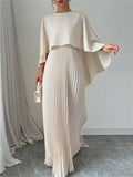 Cape Pleated Maxi Dress Formal Evening Gown - Southern Shores Clothing