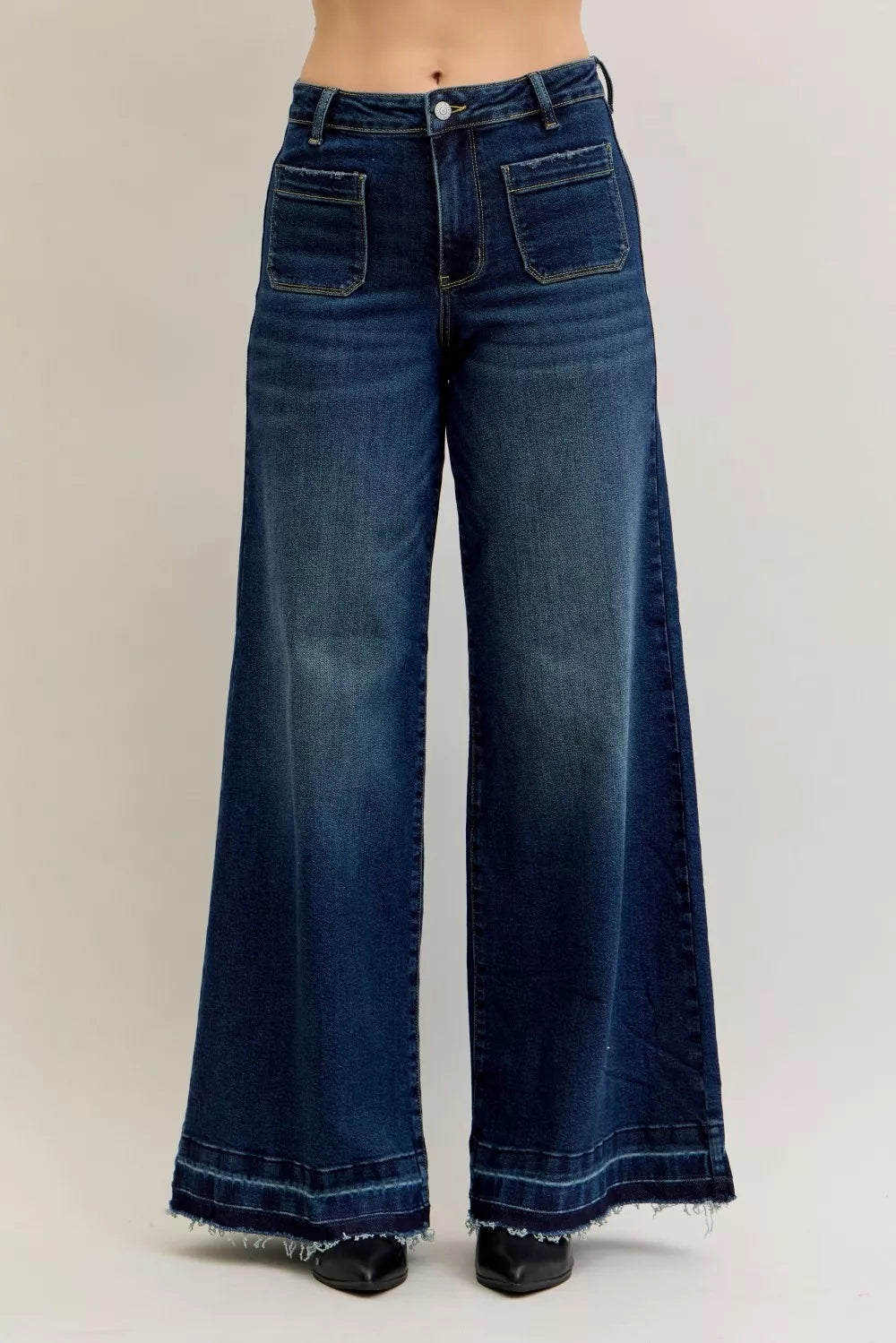 Judy Blue Beachside High Waist Palazzo Jeans with Pockets