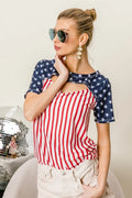American Flag Front Cut Out T Shirt Top Lightweight - Southern Shores Clothing