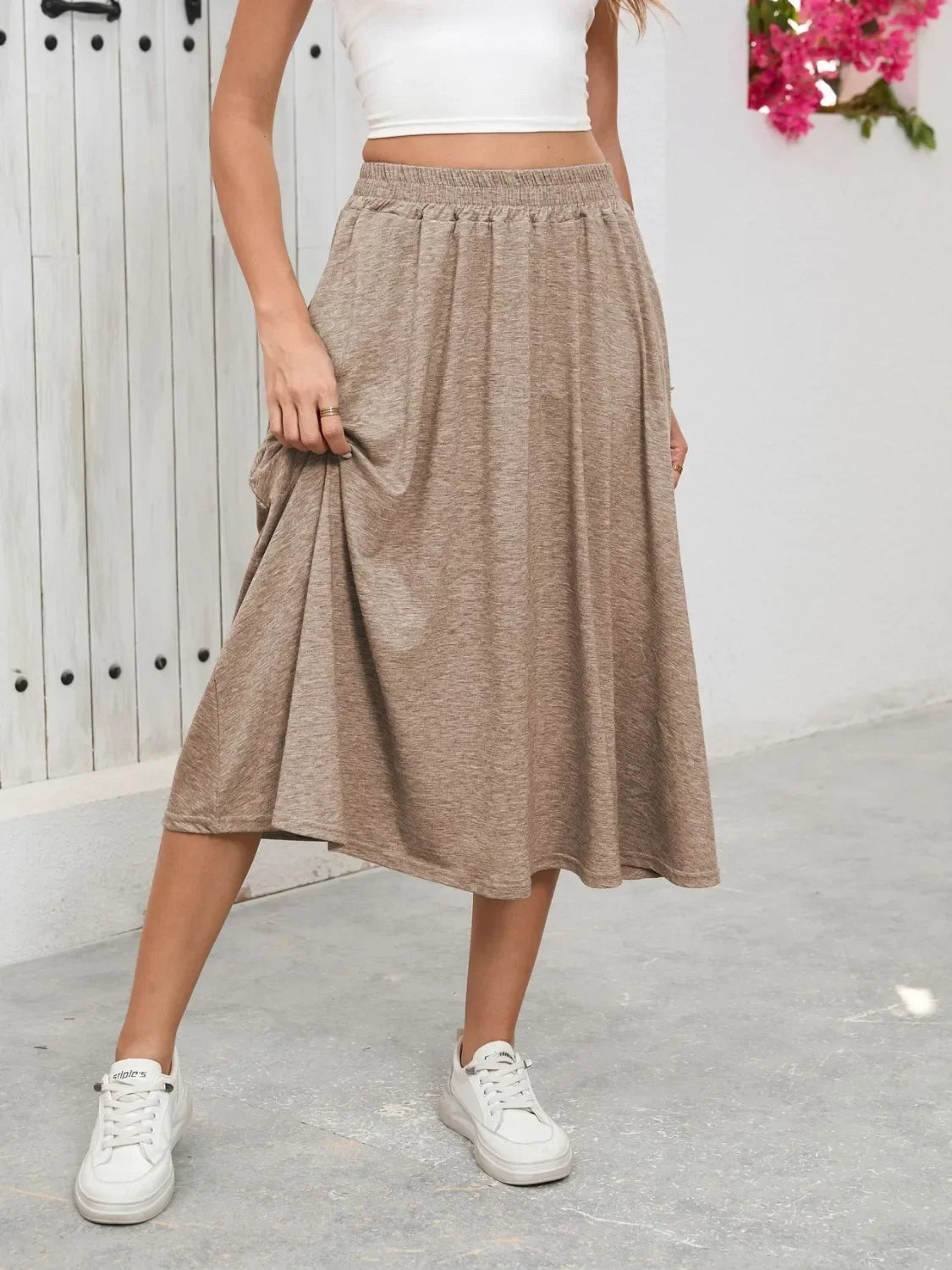 Relaxed Fit Elastic Waist Skirt With Pockets - Southern Shores Clothing