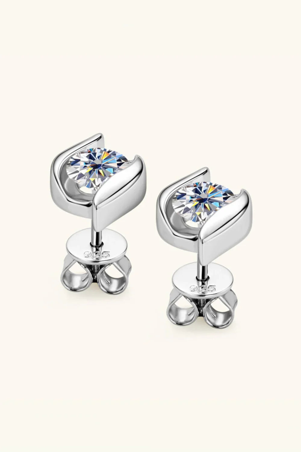Minimalist Moissanite Sterling Silver 1 Carat Stud Earrings - Southern Shores Clothing