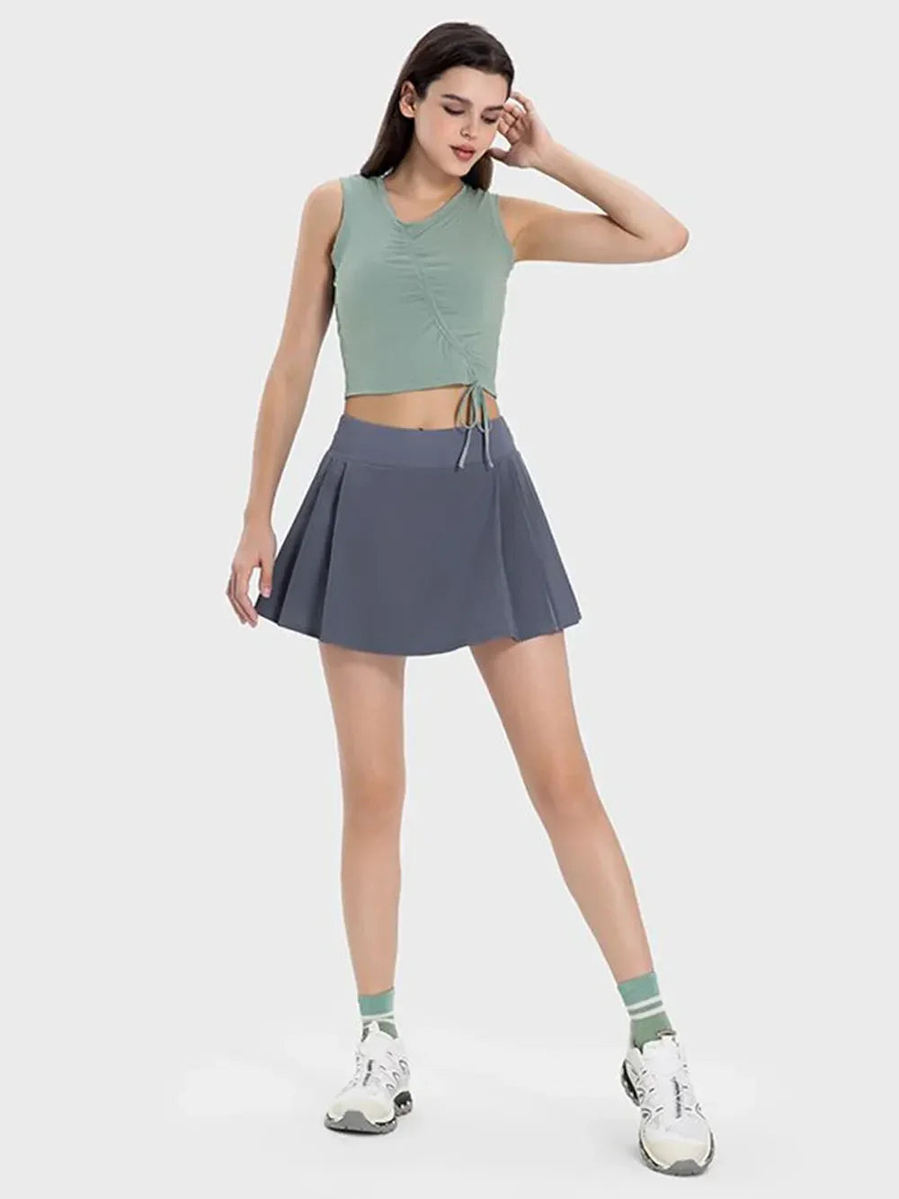 Pleated Detail Mid-Rise Active Skirt With Stretch - Southern Shores Clothing