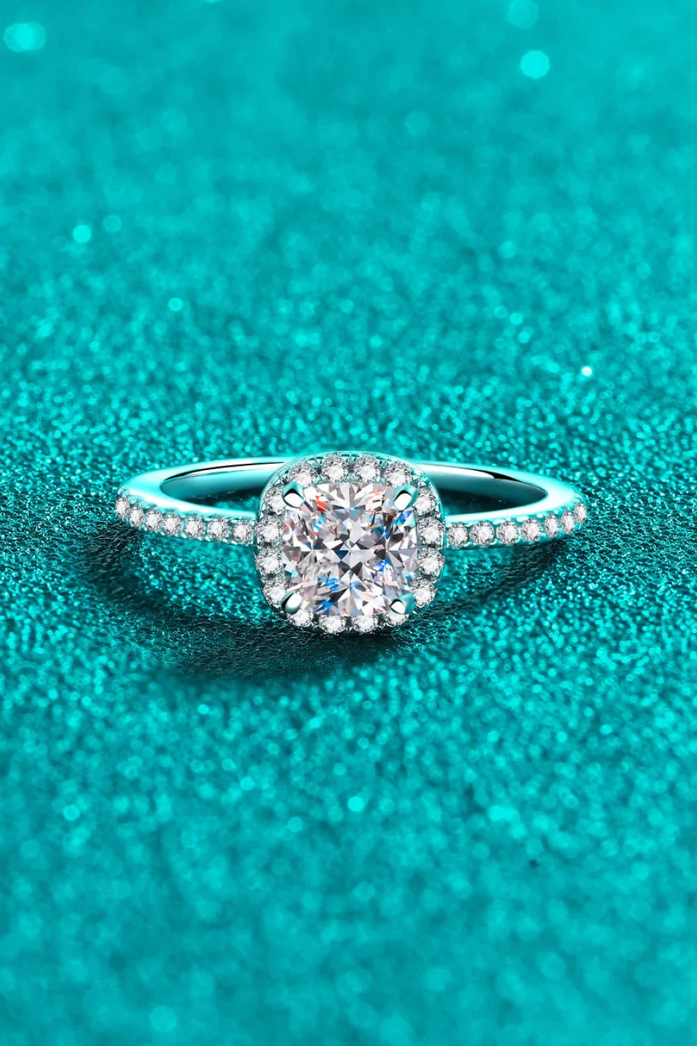 Minimalist 1 Carat Moissanite Halo Ring In Sterling Silver - Southern Shores Clothing