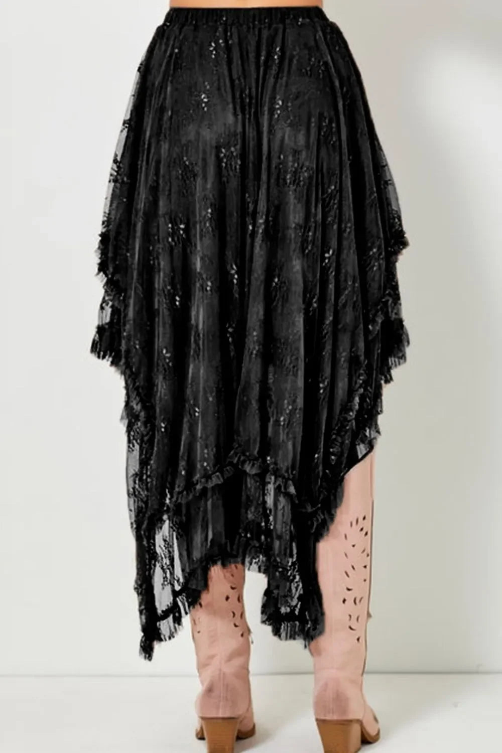 Elastic Waist Asymmetrical Lace Skirt Elegant - Southern Shores Clothing