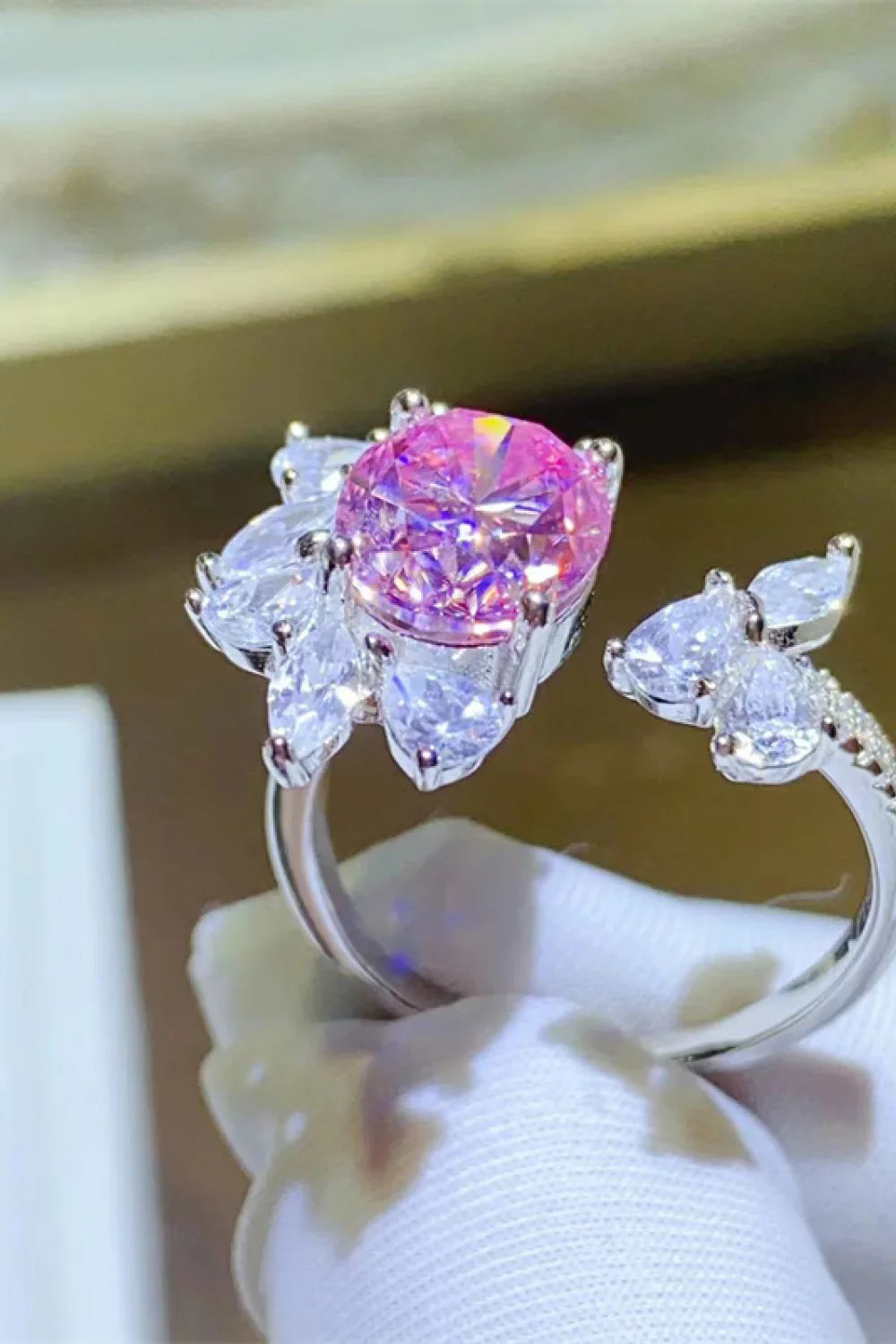 3 Carat Moissanite Open Ring, Sterling Silver - Southern Shores Clothing