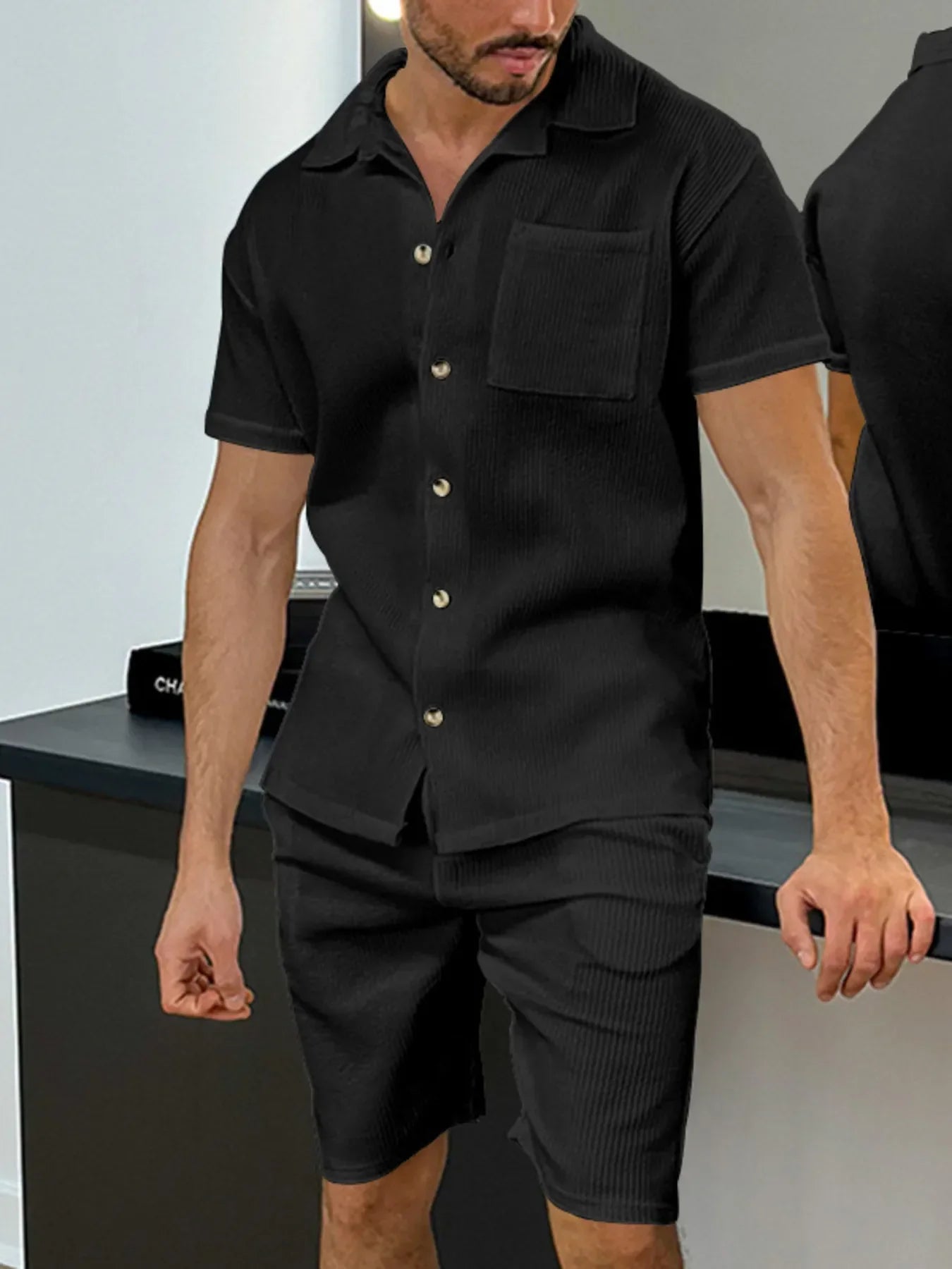 Men's Full Size Button Up Top and Shorts Set Plus Size - Southern Shores Clothing