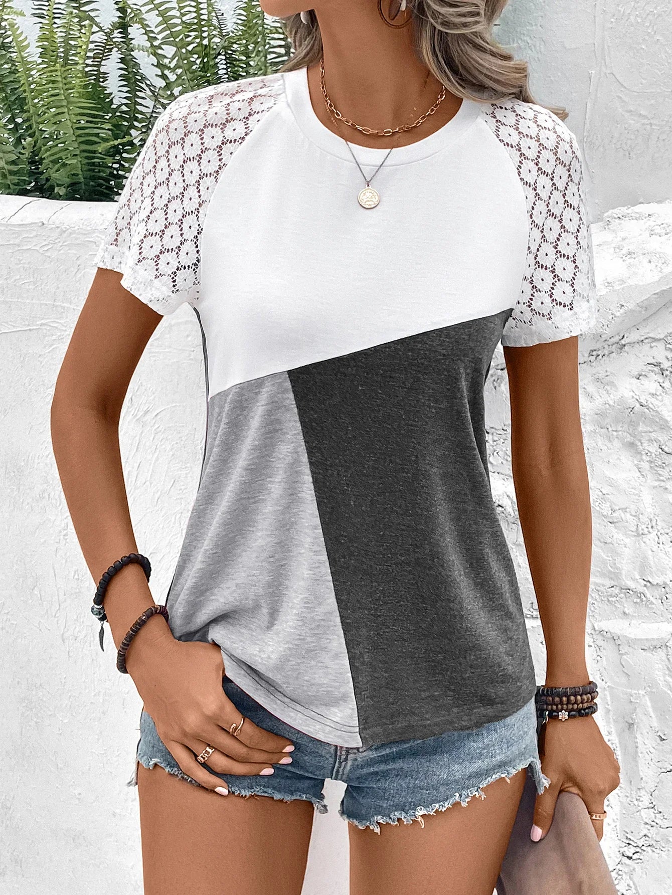 Raglan Sleeve Round Neck Tee With Stretch Fabric - Southern Shores Clothing