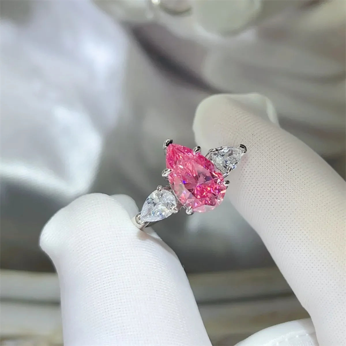 Sterling Silver 2 Carat Moissanite Ring With Zircon Accents - Southern Shores Clothing