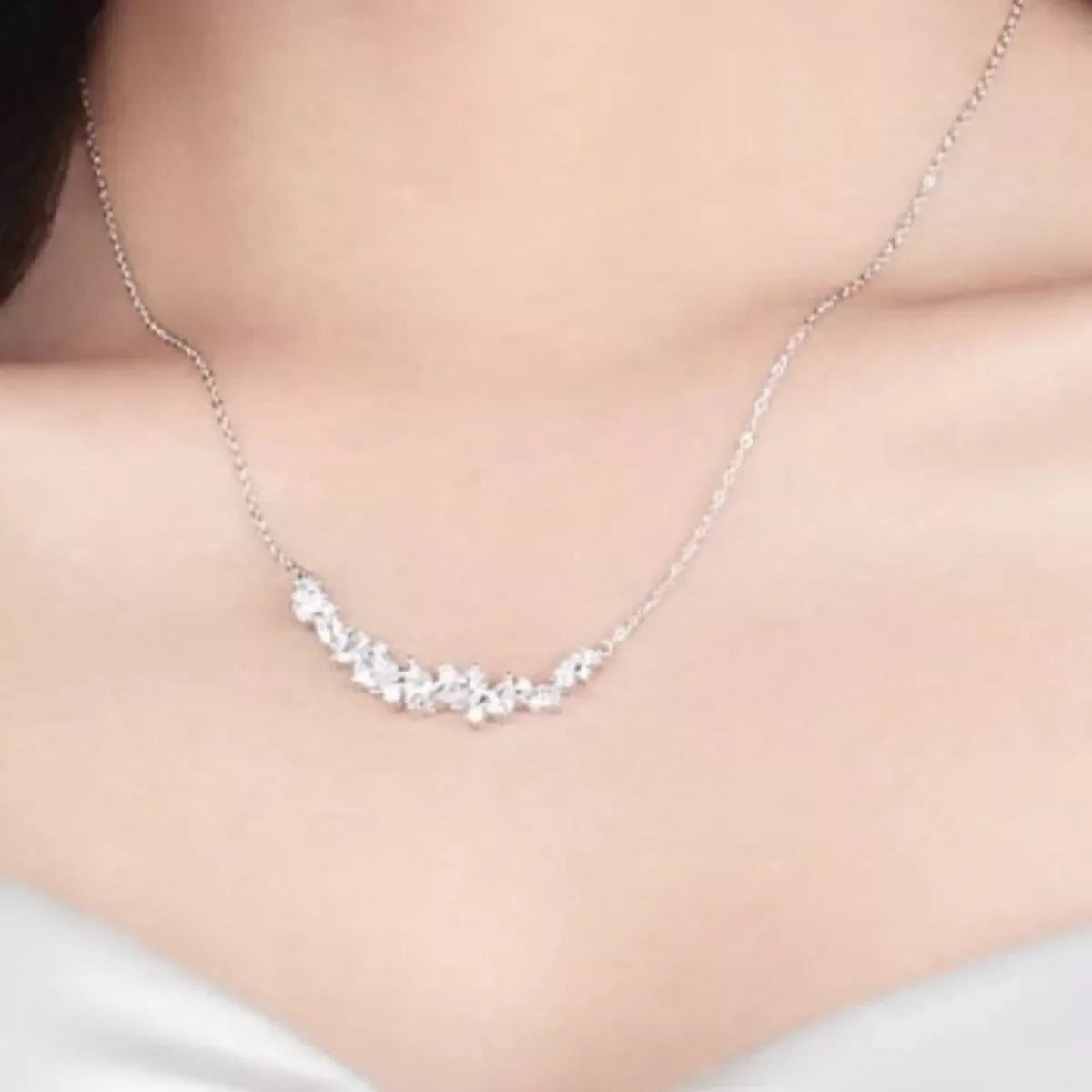Elegant Sterling Silver Zircon Necklace With Sparkling Stones - Southern Shores Clothing