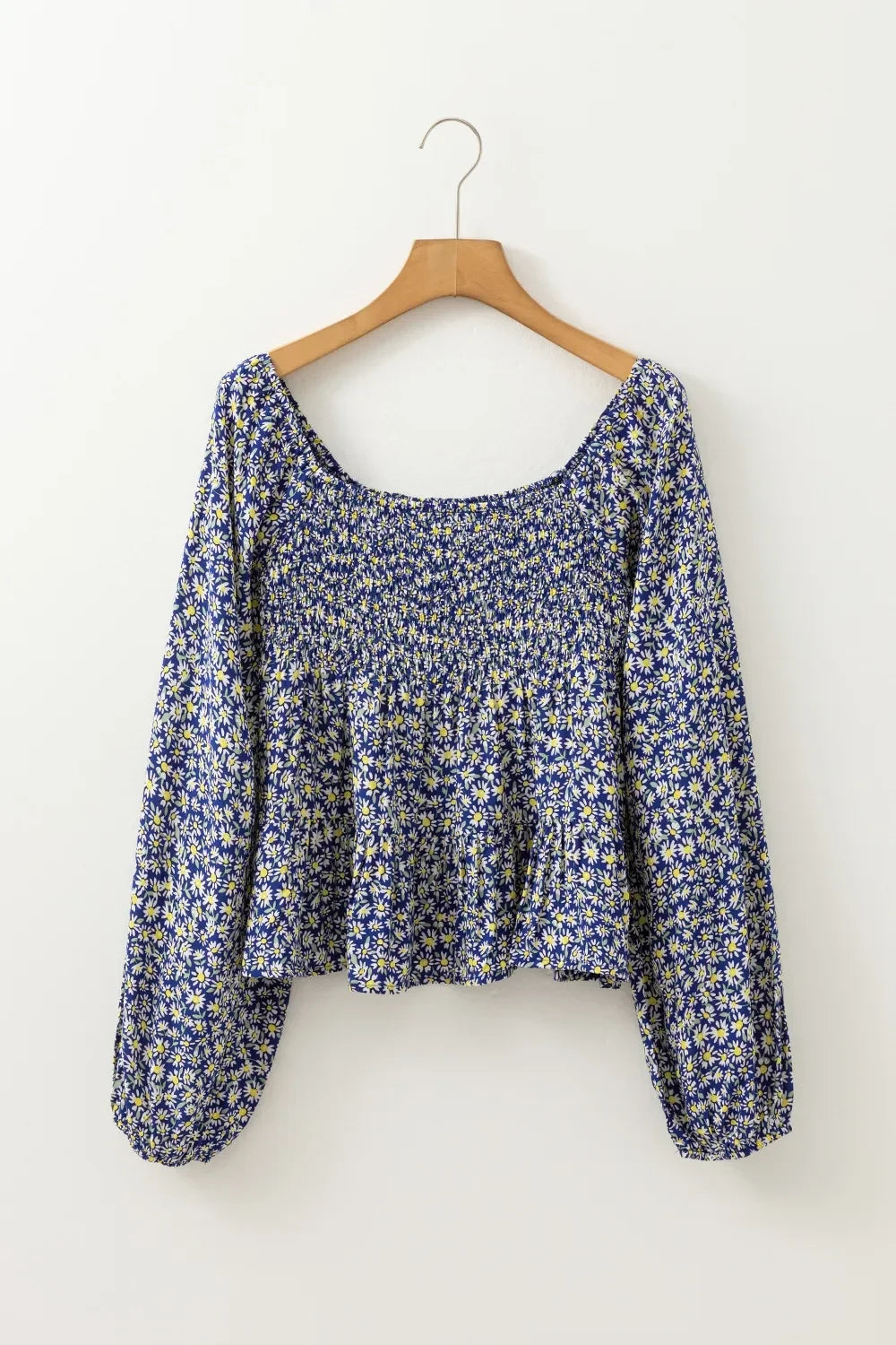Floral Smocked Square Neck Blouse In Soft Viscose - Southern Shores Clothing