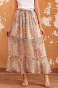 Floral Buttoned Front Slit Midi Skirt In Chiffon With Tiered Hem - Southern Shores Clothing