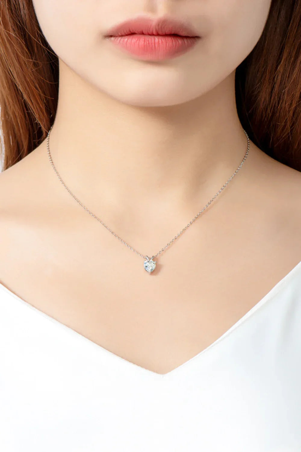 1 Carat Moissanite Sterling Silver Heart Pendant - Southern Shores Clothing