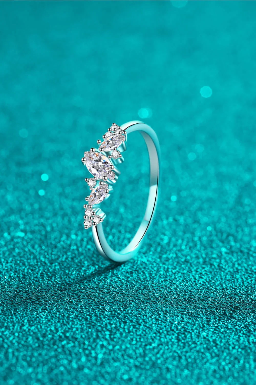 Moissanite Rhodium-Plated Sterling Silver Ring - Southern Shores Clothing