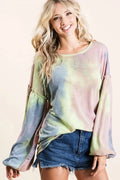 Tie Dye French Terry Sweatshirt With Bubble Sleeves - Southern Shores Clothing