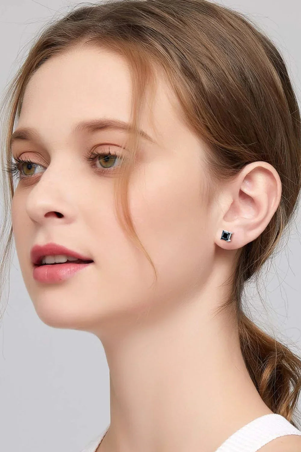 Sterling Silver Moissanite Square Stud Earrings - Southern Shores Clothing