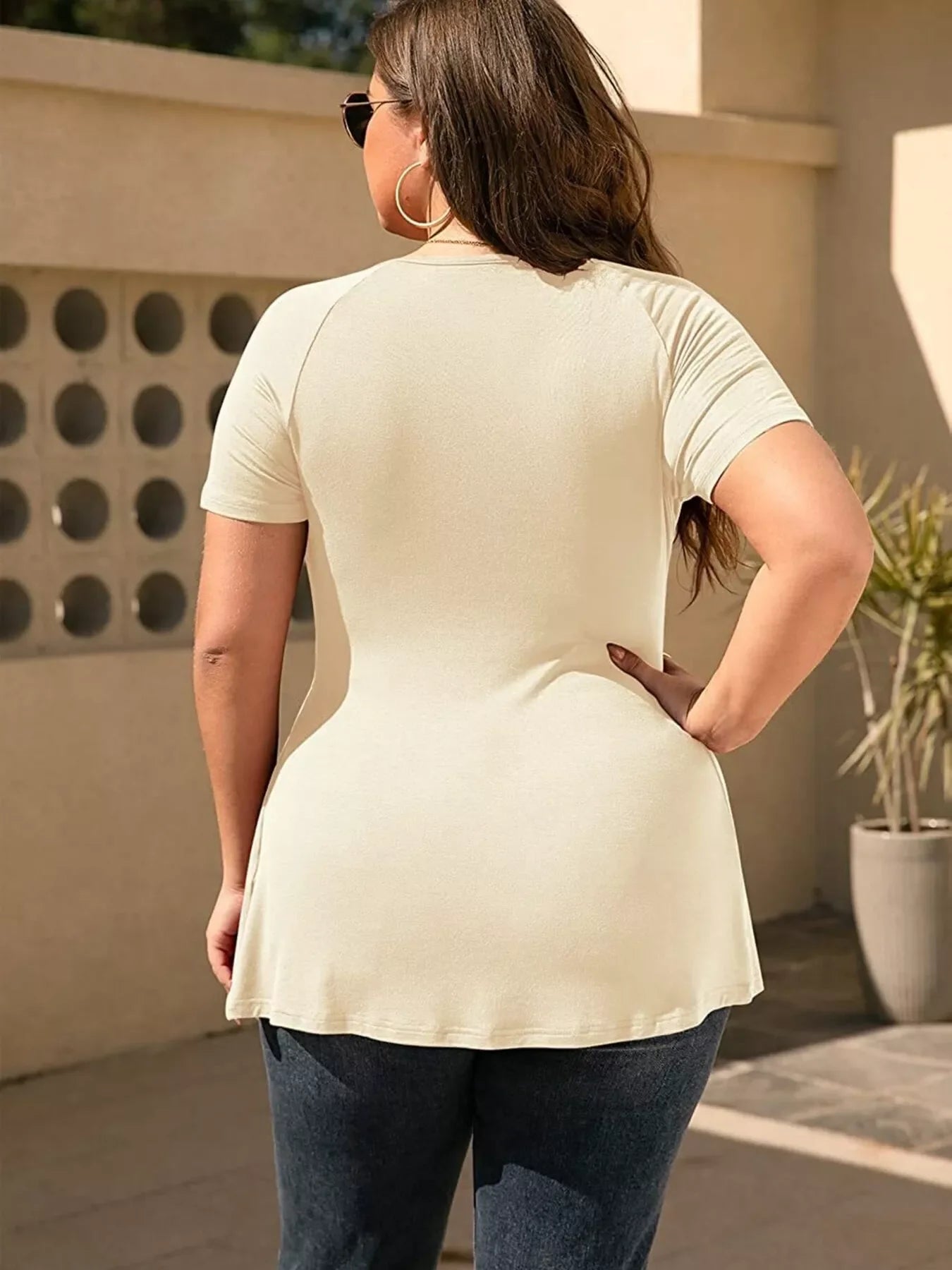 Plus Size Stretch Surplice Short Sleeve T Shirt - Southern Shores Clothing