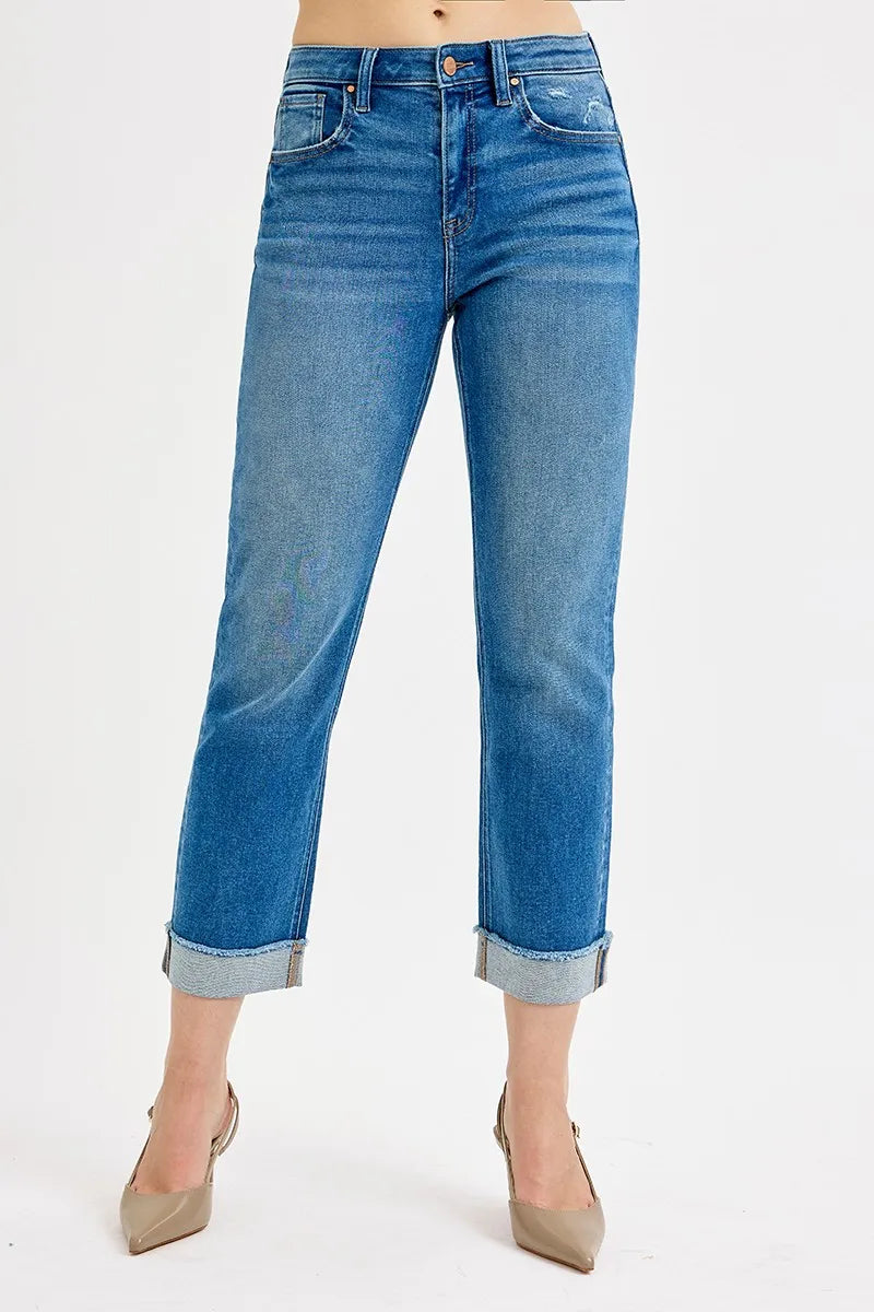 Coastal RISEN Full Size High Rise Boyfriend Fit Ankle Jeans Plus