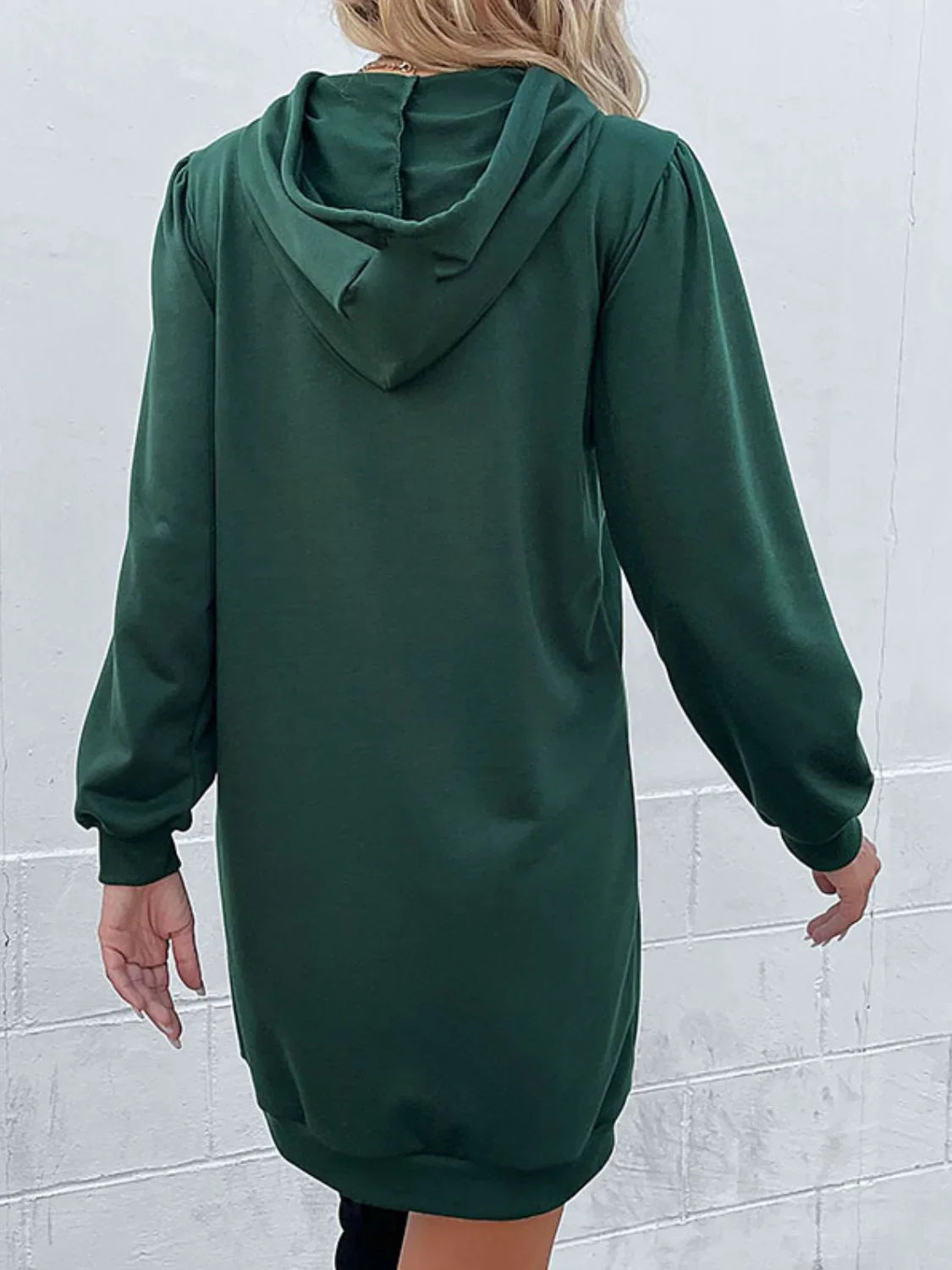 Casual Drawstring Puff Sleeve Hooded Dress - Southern Shores Clothing