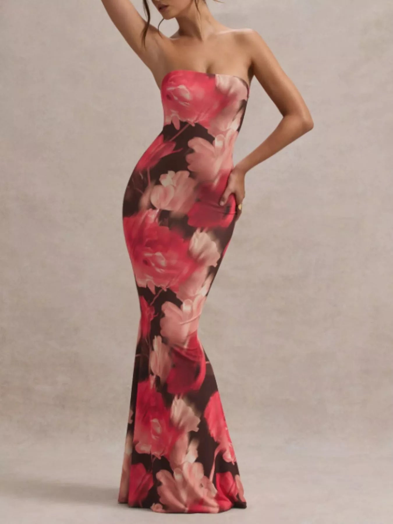 Tube Bodycon Maxi Dress With Split Silhouette