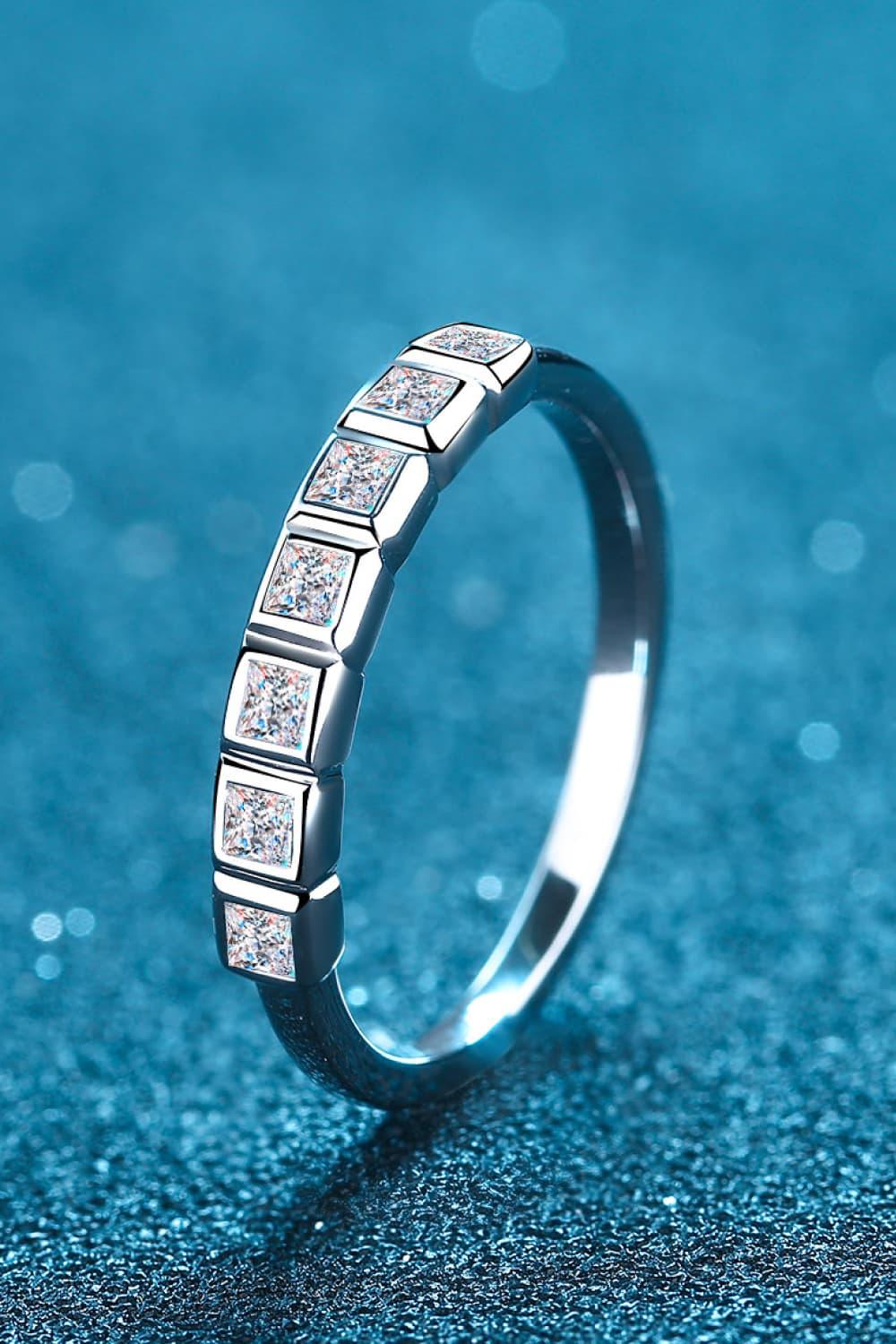 Moissanite Rhodium-Plated Half-Eternity Ring - Southern Shores Clothing