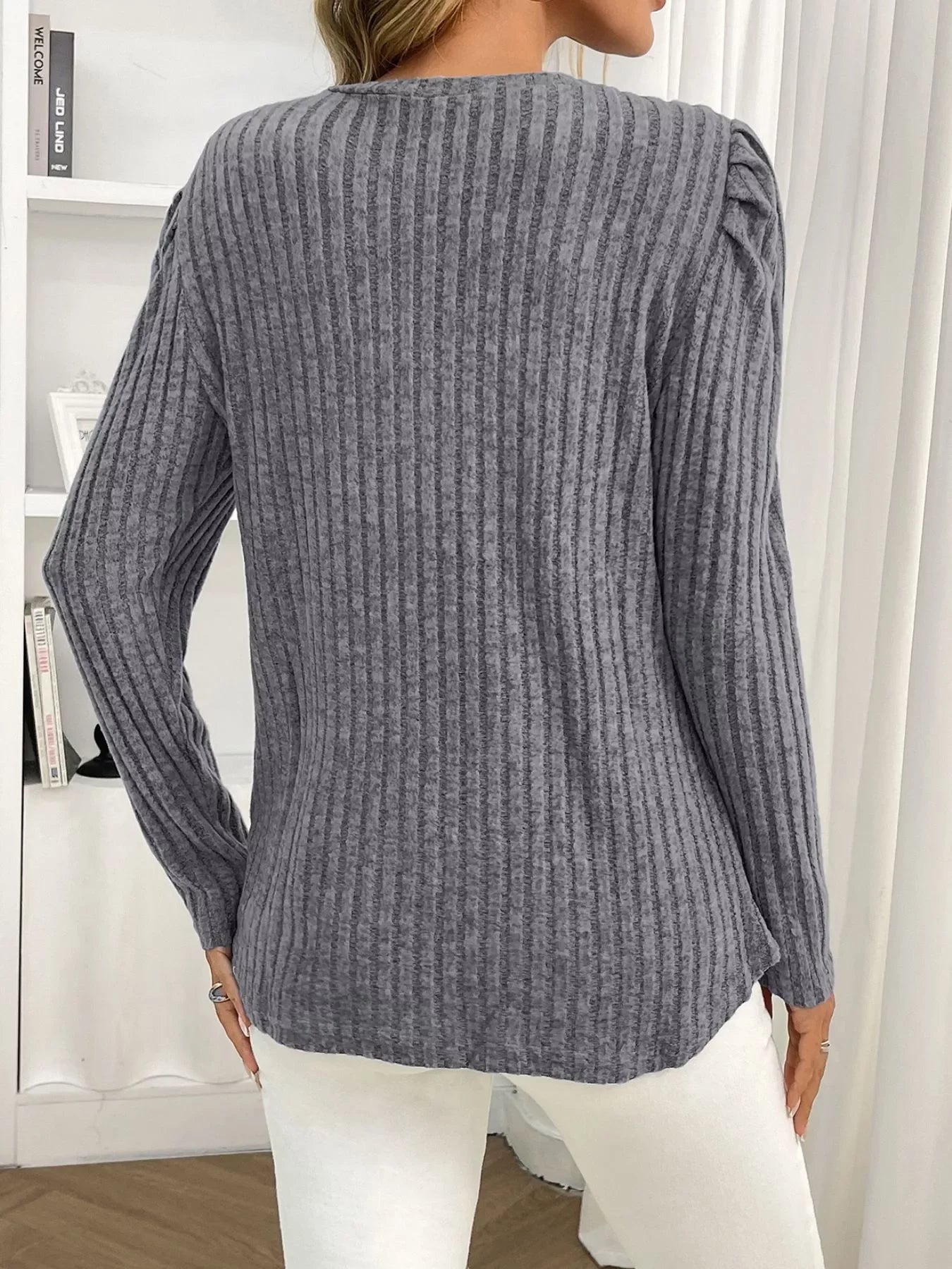 Round Neck Puff Sleeve T-Shirt - Southern Shores Clothing