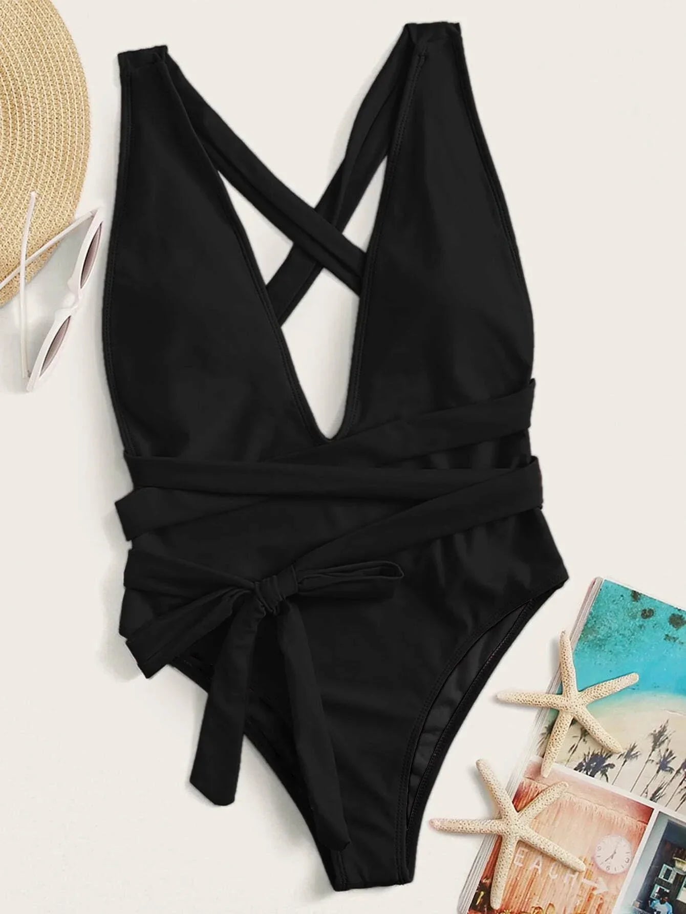 Halter Neck Snakeskin Deep V One Piece Swimsuit - Southern Shores Clothing