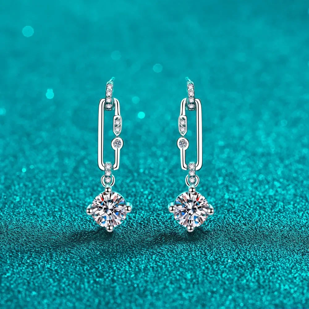 2 Carat Moissanite Sterling Silver Drop Earrings - Southern Shores Clothing