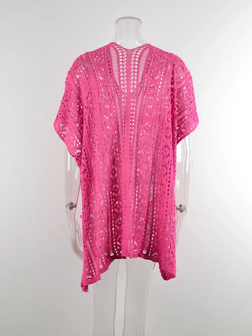 Angel Wings Cutout V-Neck Cover-Up With Tassel - Southern Shores Clothing
