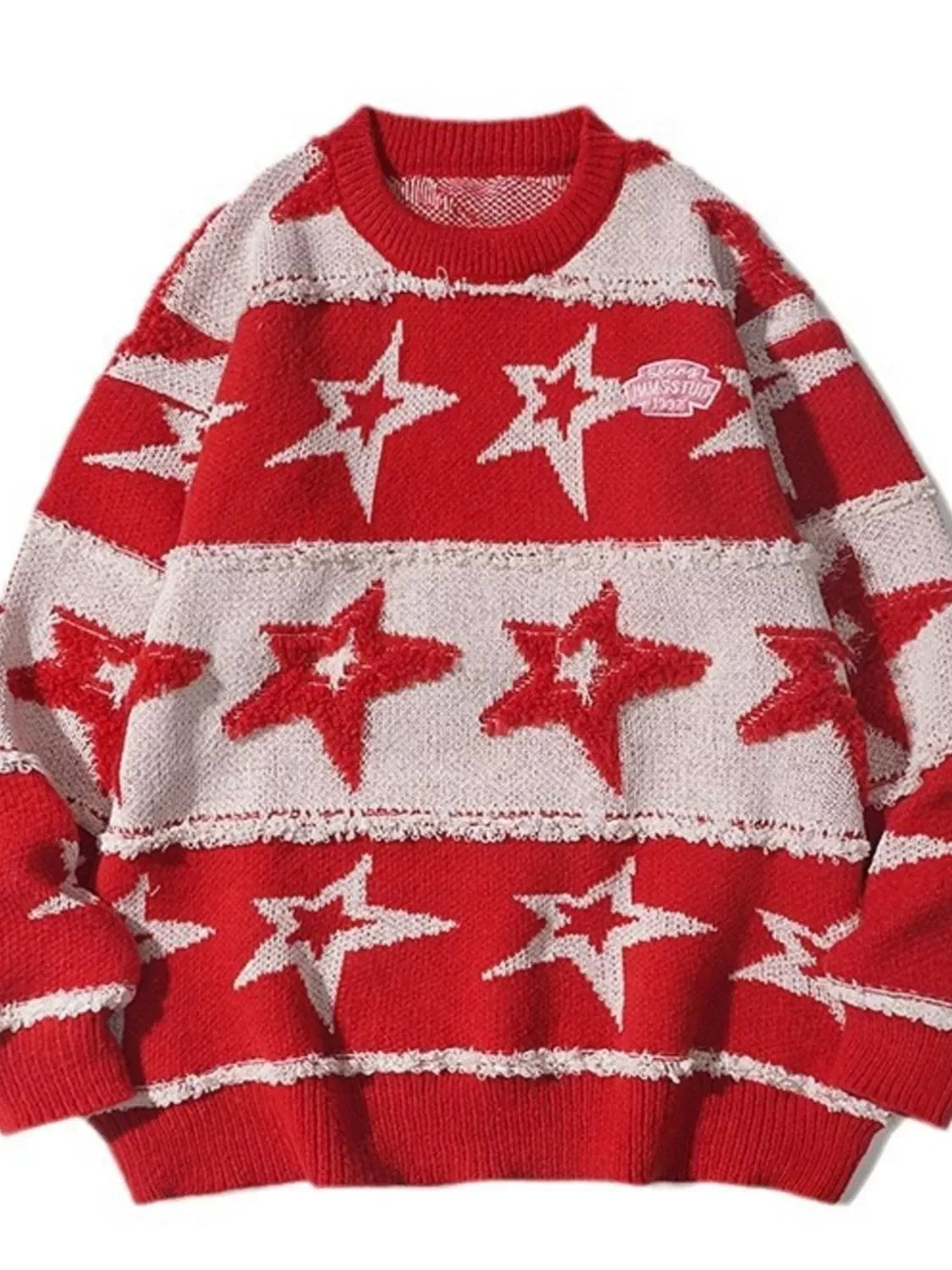 Coastal Star Pattern Ribbed Knitted Sweater - Southern Shores Clothing