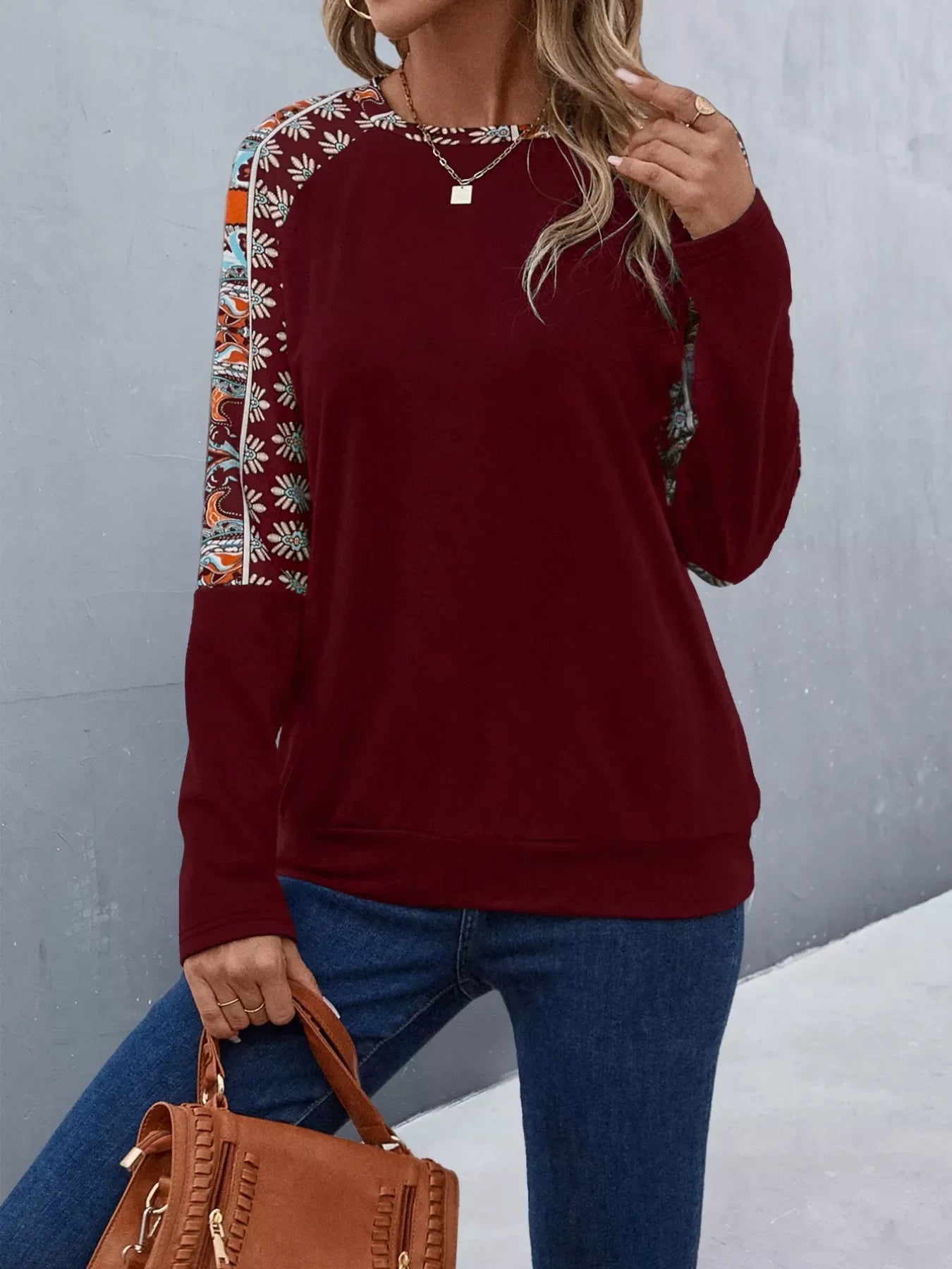 Printed Raglan Sleeve Round Neck T Shirt For Casual Wear - Southern Shores Clothing