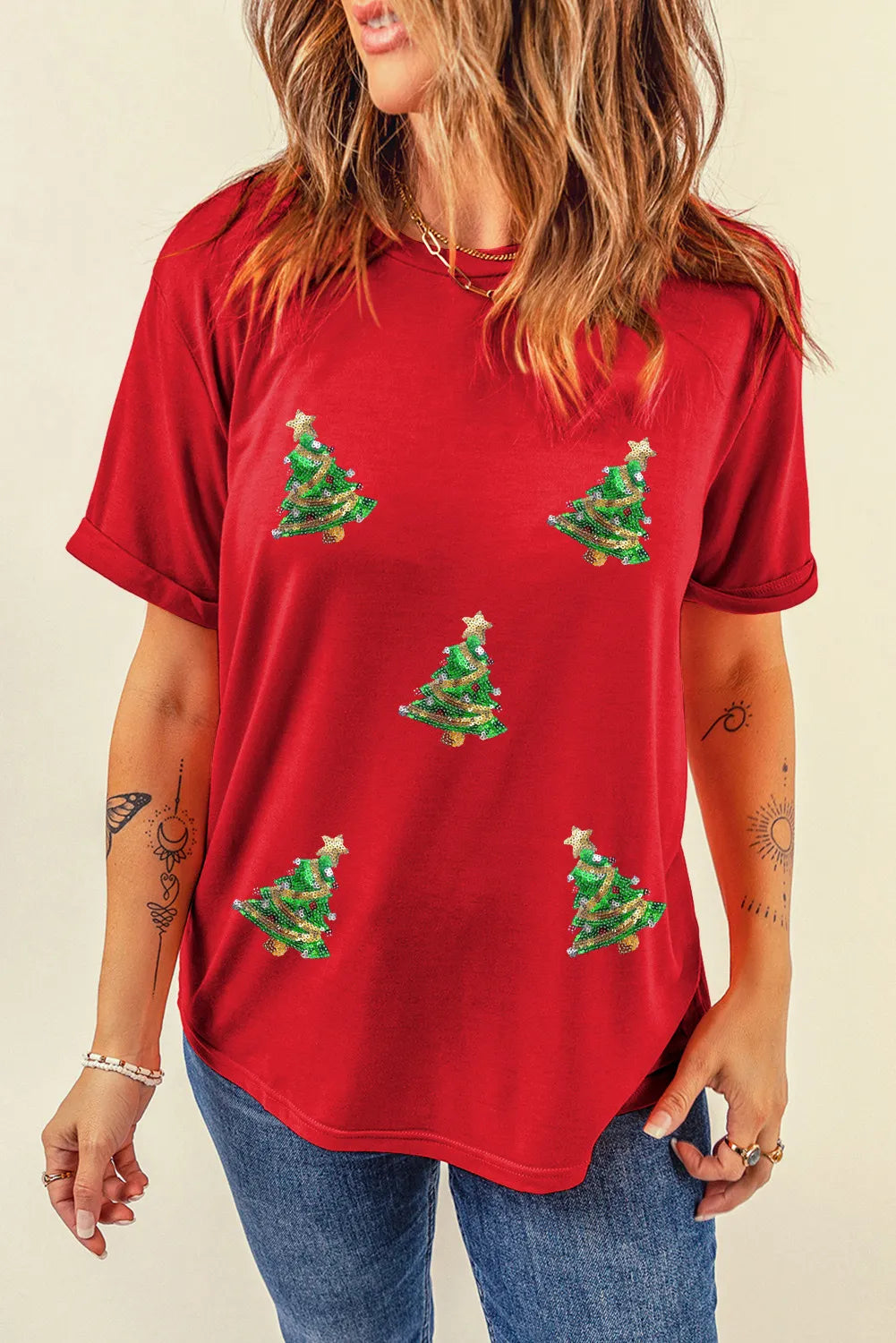 Southern Shores Women's Sequin Christmas Tree T-Shirt