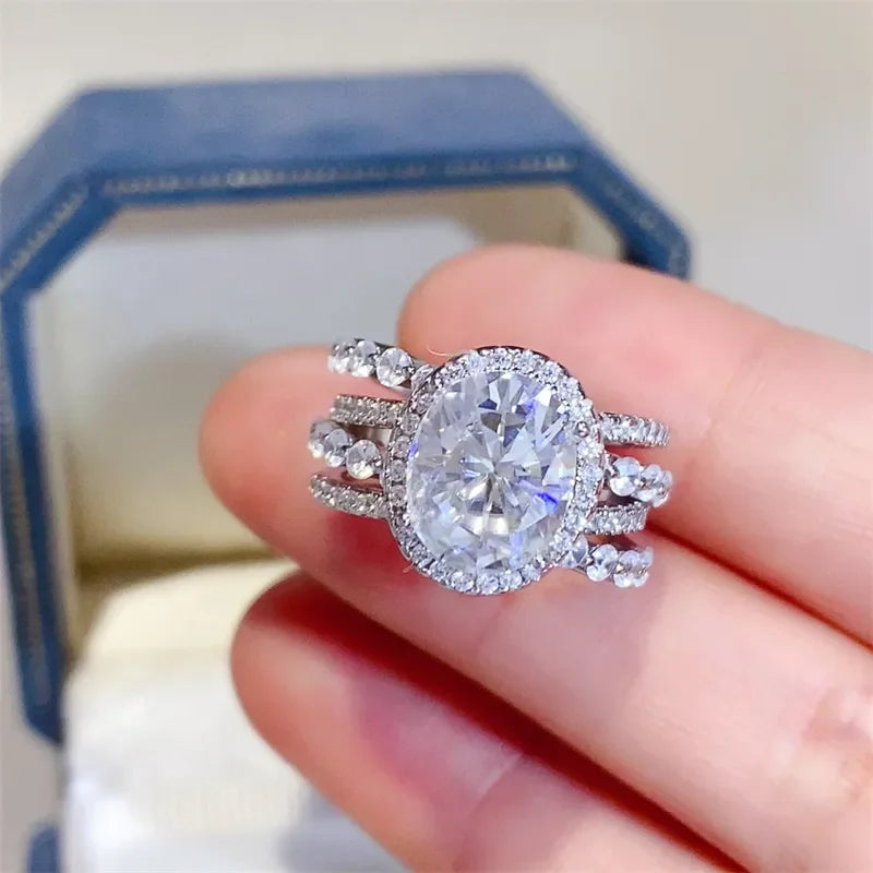 3 Carat Moissanite Sterling Silver Layered Ring - Southern Shores Clothing