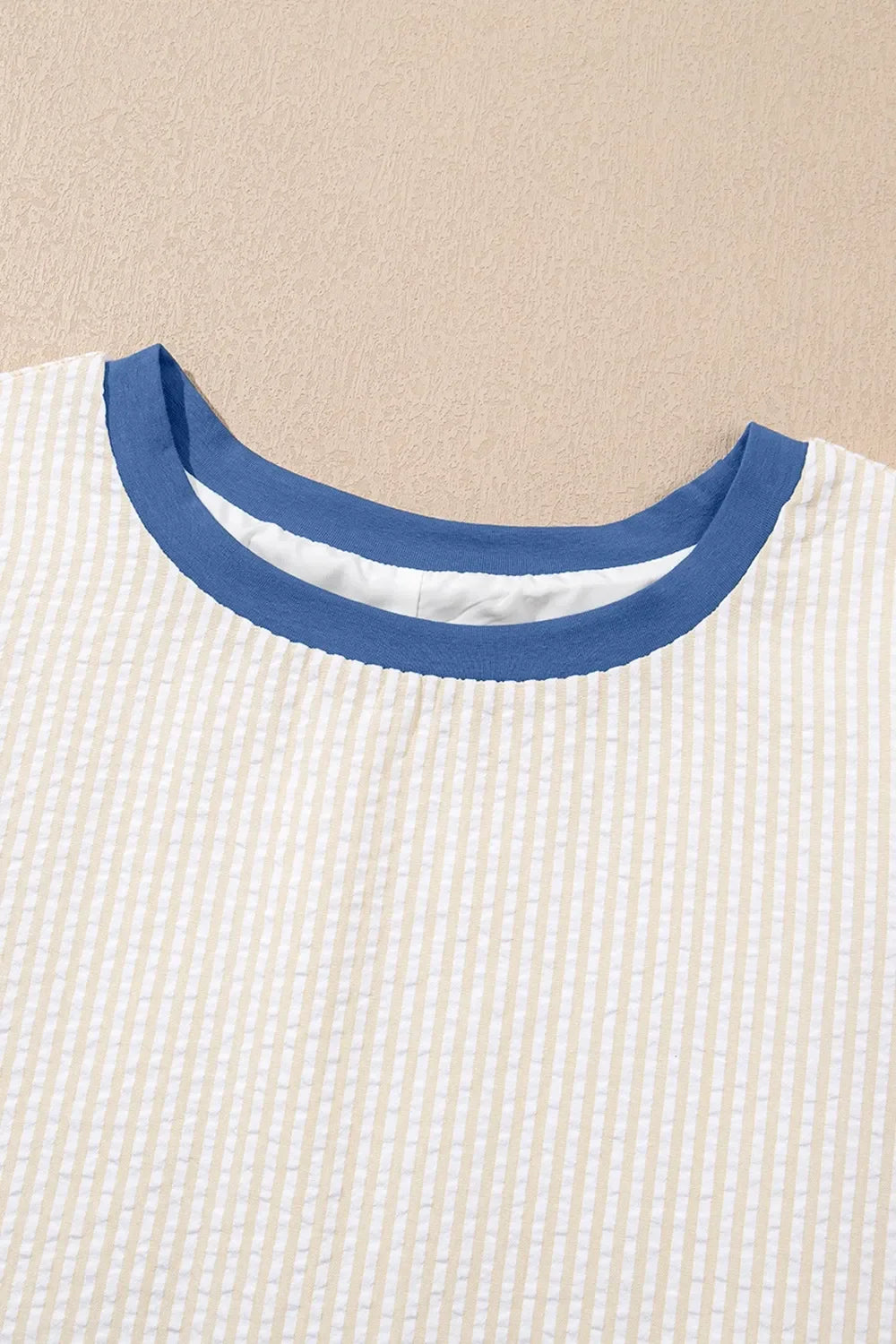 Stripe Seersucker Round Neck Puff Sleeve T Shirt Dress - Southern Shores Clothing
