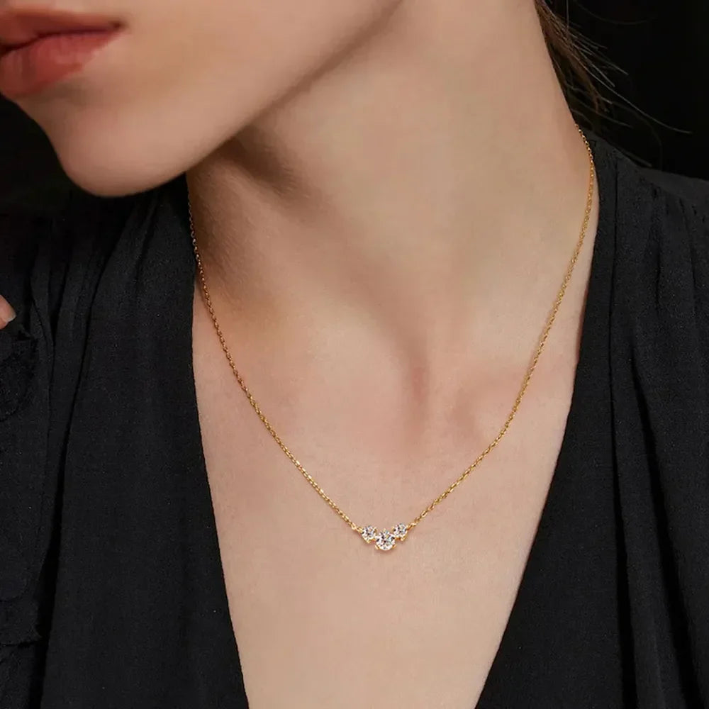 Sterling Silver Inlaid Moissanite Necklace For Everyday Wear - Southern Shores Clothing