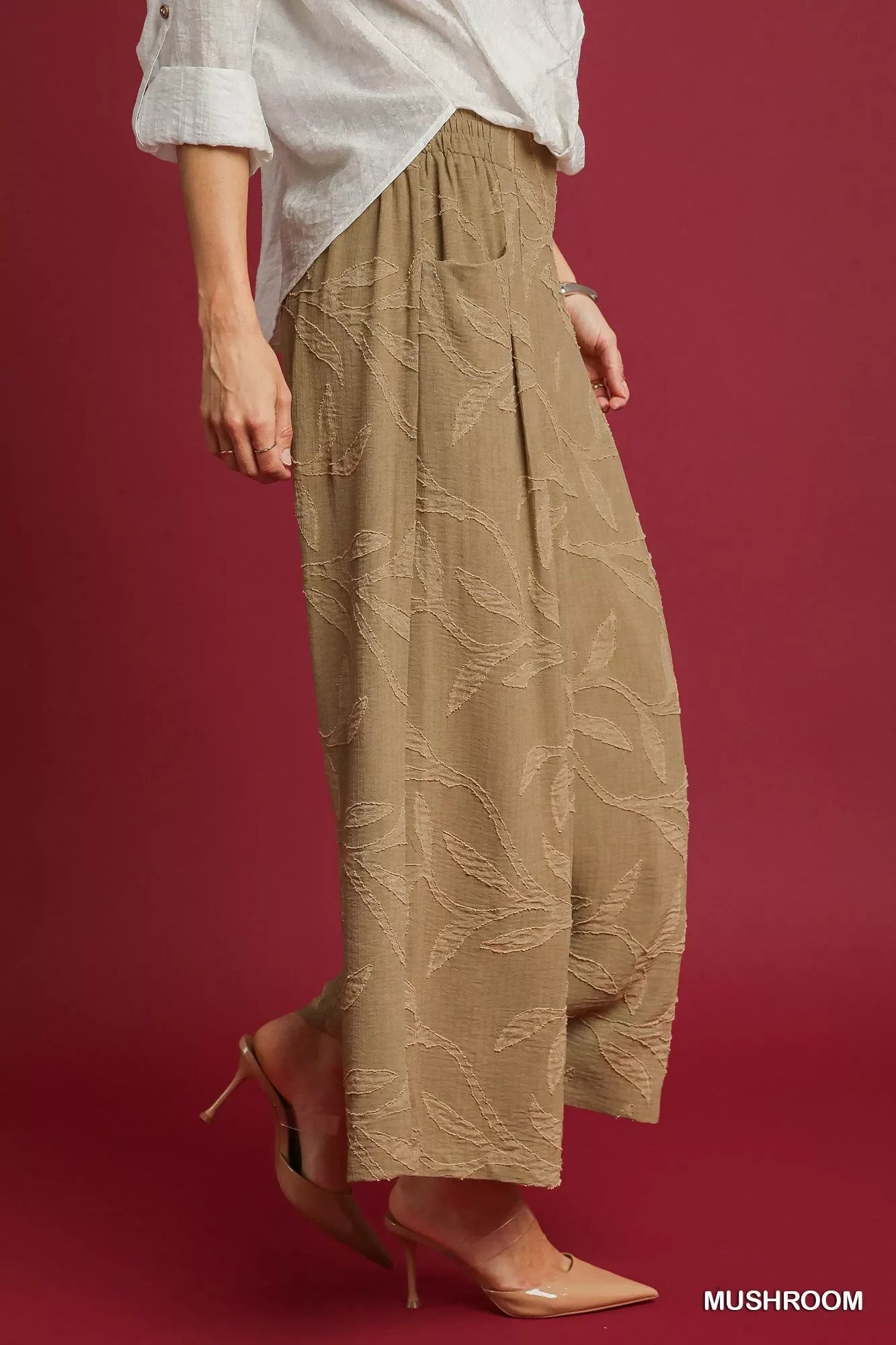 Elegant Lightweight Jacquard Wide Leg Pants - Southern Shores Clothing