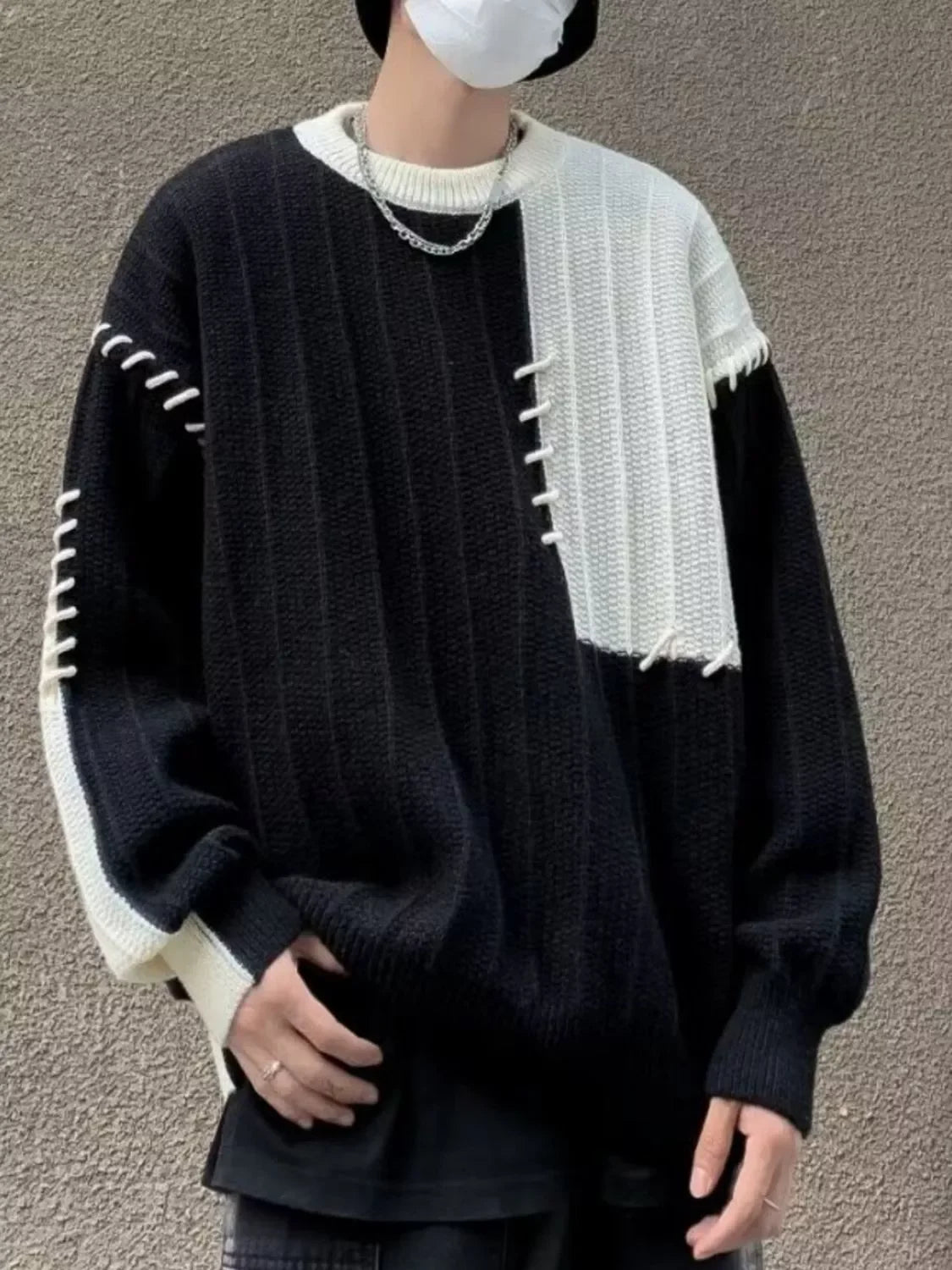 Block Oversized Knit Sweater Polyester Spandex Blend Coastal - Southern Shores Clothing