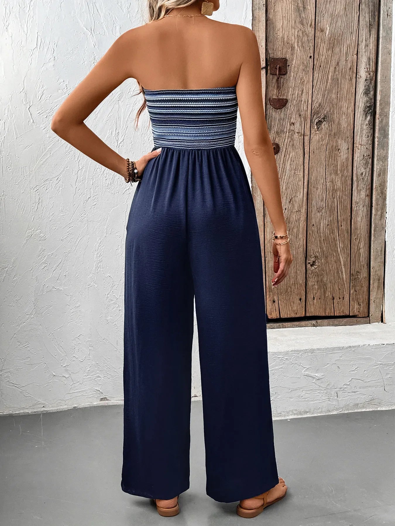 Tube Wide Leg Jumpsuit With Pockets Machine Washable - Southern Shores Clothing