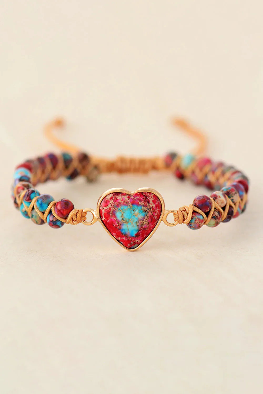 Heart Shaped Natural Stone Bracelet With Copper Accents - Southern Shores Clothing
